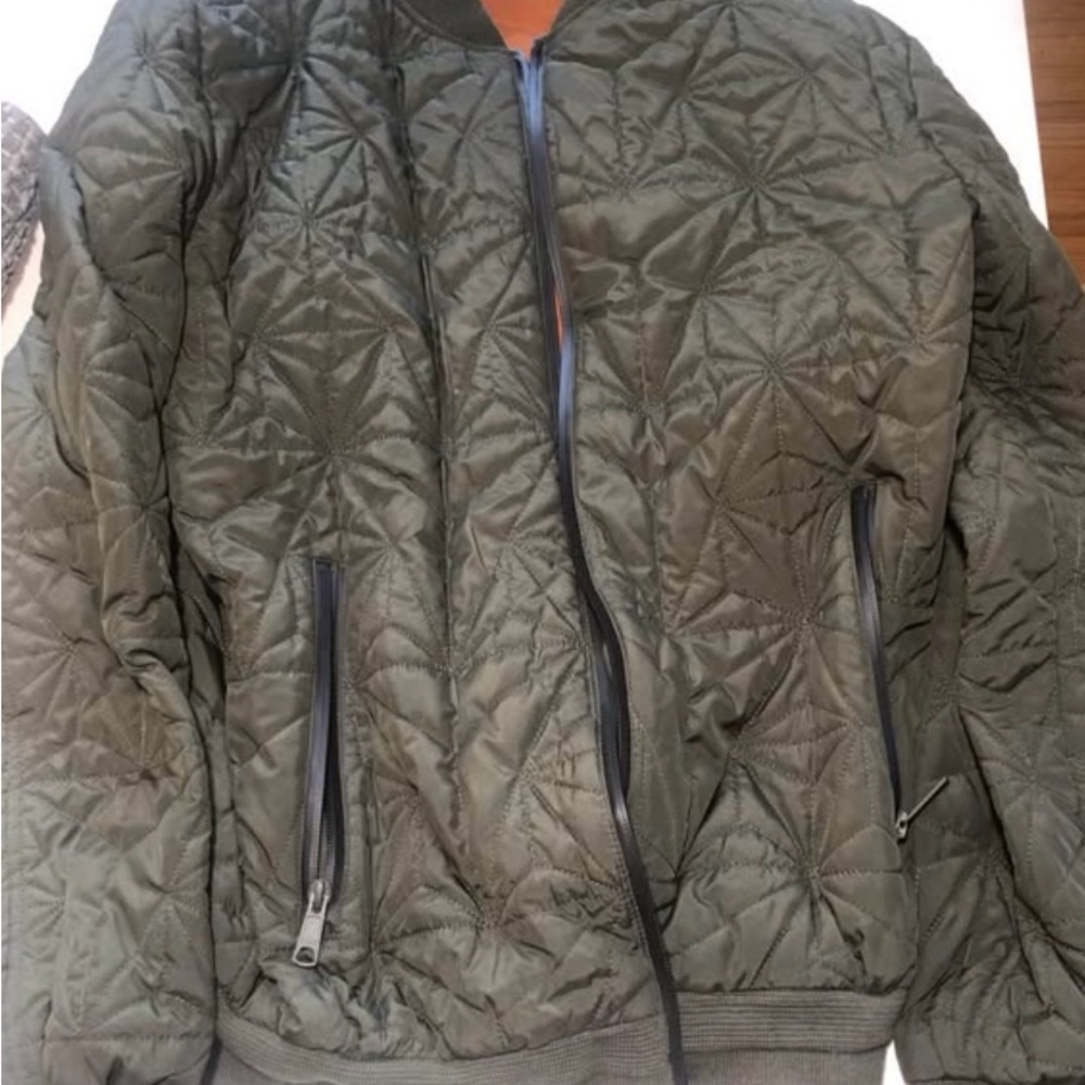 River Island Quilted Bomber Jacket - Dark Green